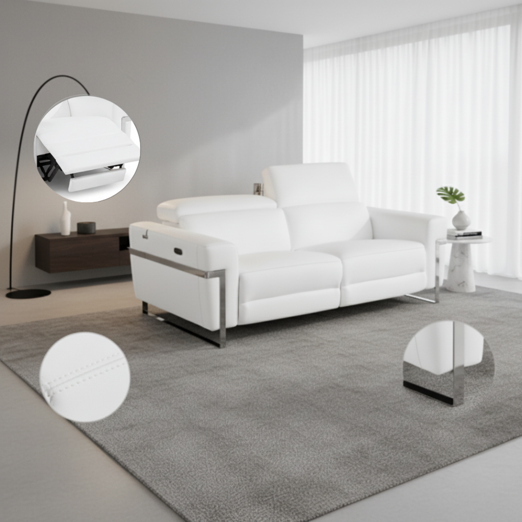 Global United Top Grain Italian Leather Sofa with Power Recliner