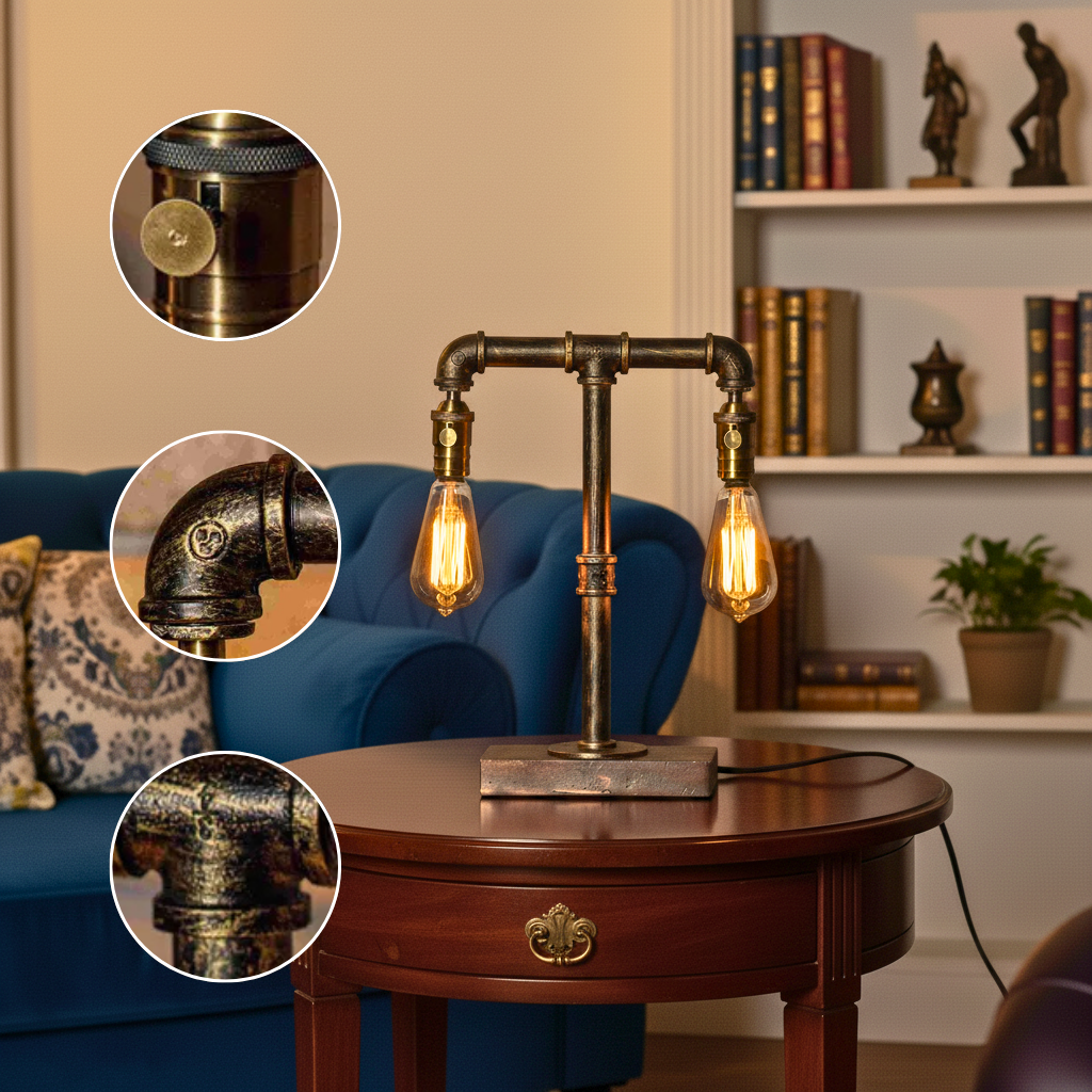 Twilight Steampunk Handmade Vintage Adjustable Pipe Lamp