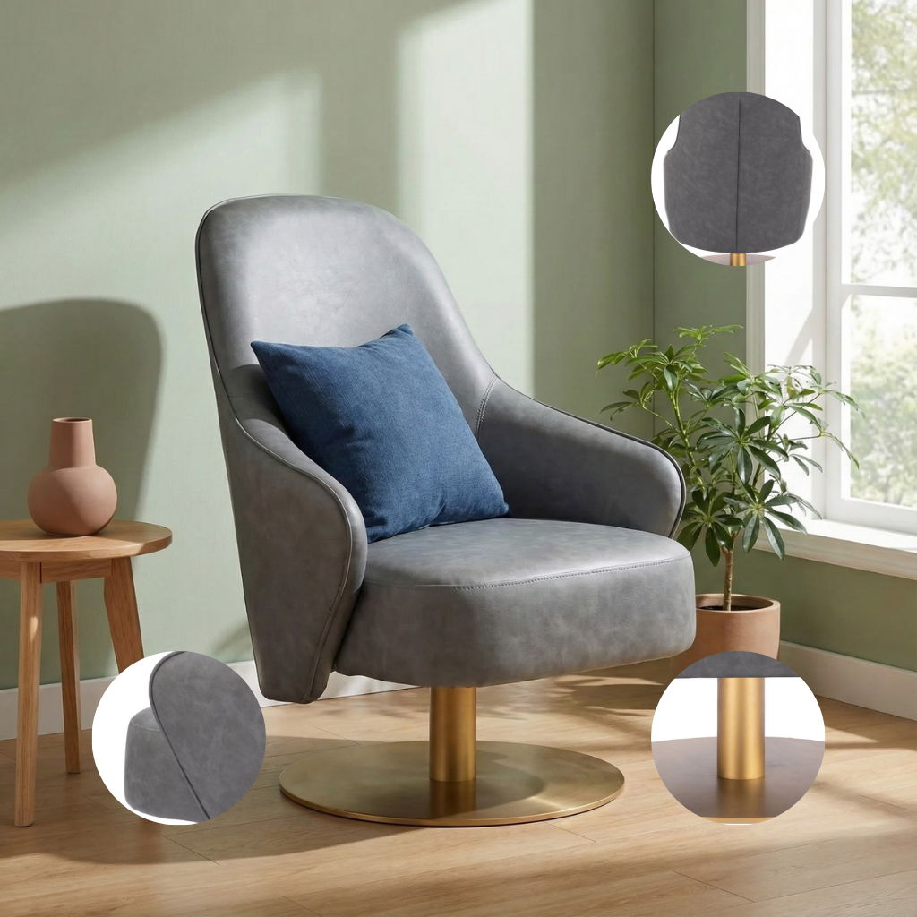 Withby Accent Chair Gray – Modern Faux Leather Lounge | Accent Seating | Trufairs