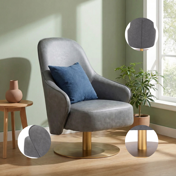 Withby Accent Chair Gray – Modern Faux Leather Lounge | Accent Seating | Trufairs