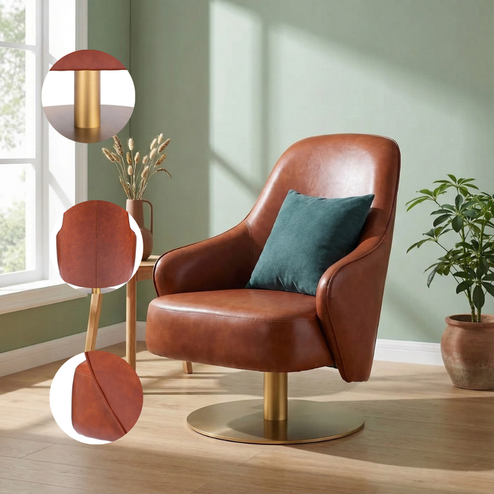 Withby Accent Chair Brown – Modern Faux Leather & Steel Comfort | Accent Seating | Trufairs