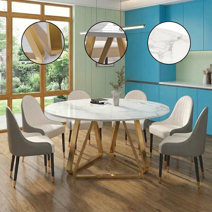 Affordable Luxury Modern Round Sintered Stone Dining Table – Seats 6–8 | Trufairs