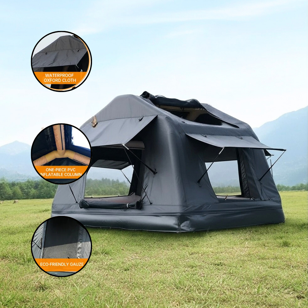 Portable Amphibious Inflatable Camping Tent with Ladder — Black | Trufairs