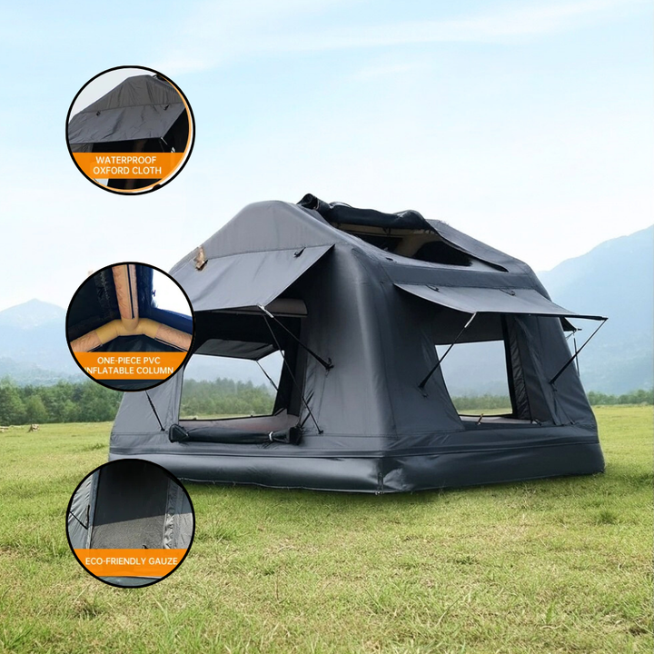 Portable Amphibious Inflatable Camping Tent with Ladder — Black | Trufairs