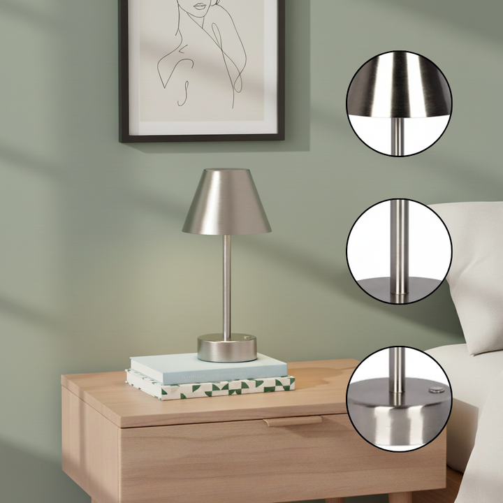 Elegance Rechargeable LED Table Lamp Brushed Nickel LED Touch Switch