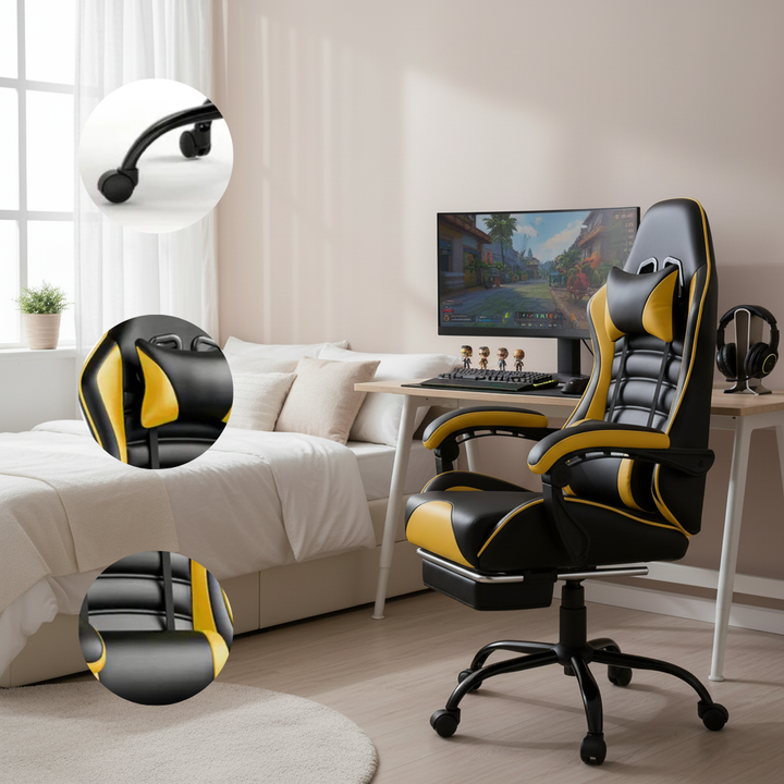 Heavy-Duty Ergonomic Gaming Chair – Adjustable Leather Computer Chair for Adults & Heavy People | Office & Gaming Desk Chair | Trufairs