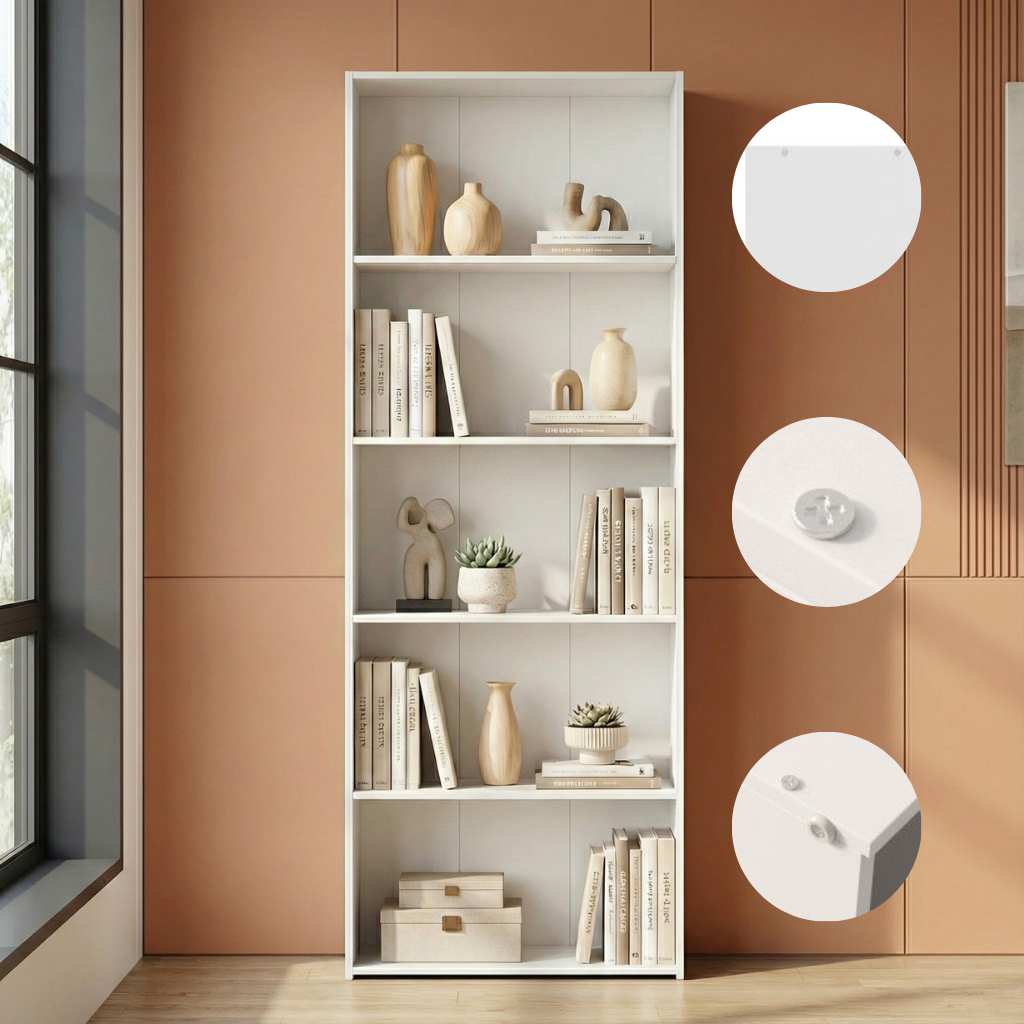 Multi-Functional Wood Bookcase – 5-Shelf Home Office Storage | Modern Organization Solutions | Trufairs