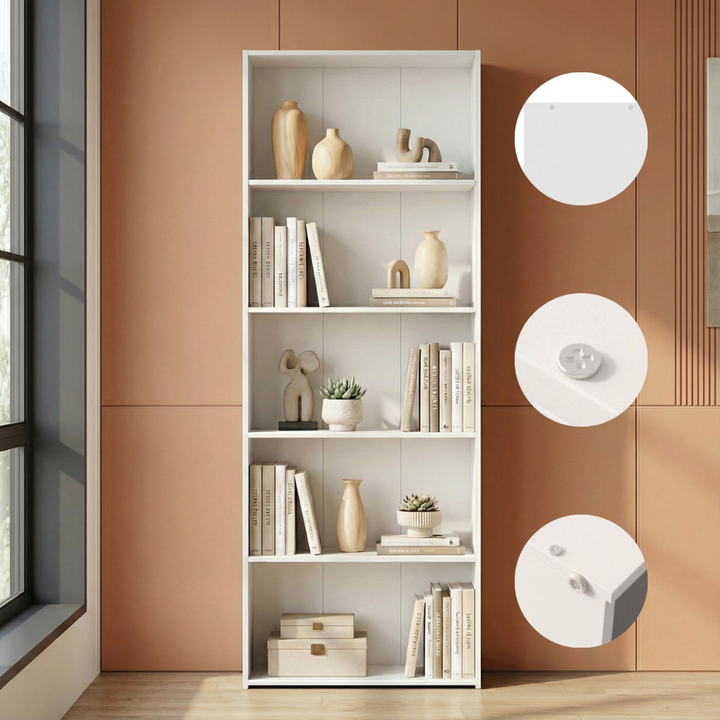 Multi-Functional Wood Bookcase – 5-Shelf Home Office Storage | Modern Organization Solutions | Trufairs