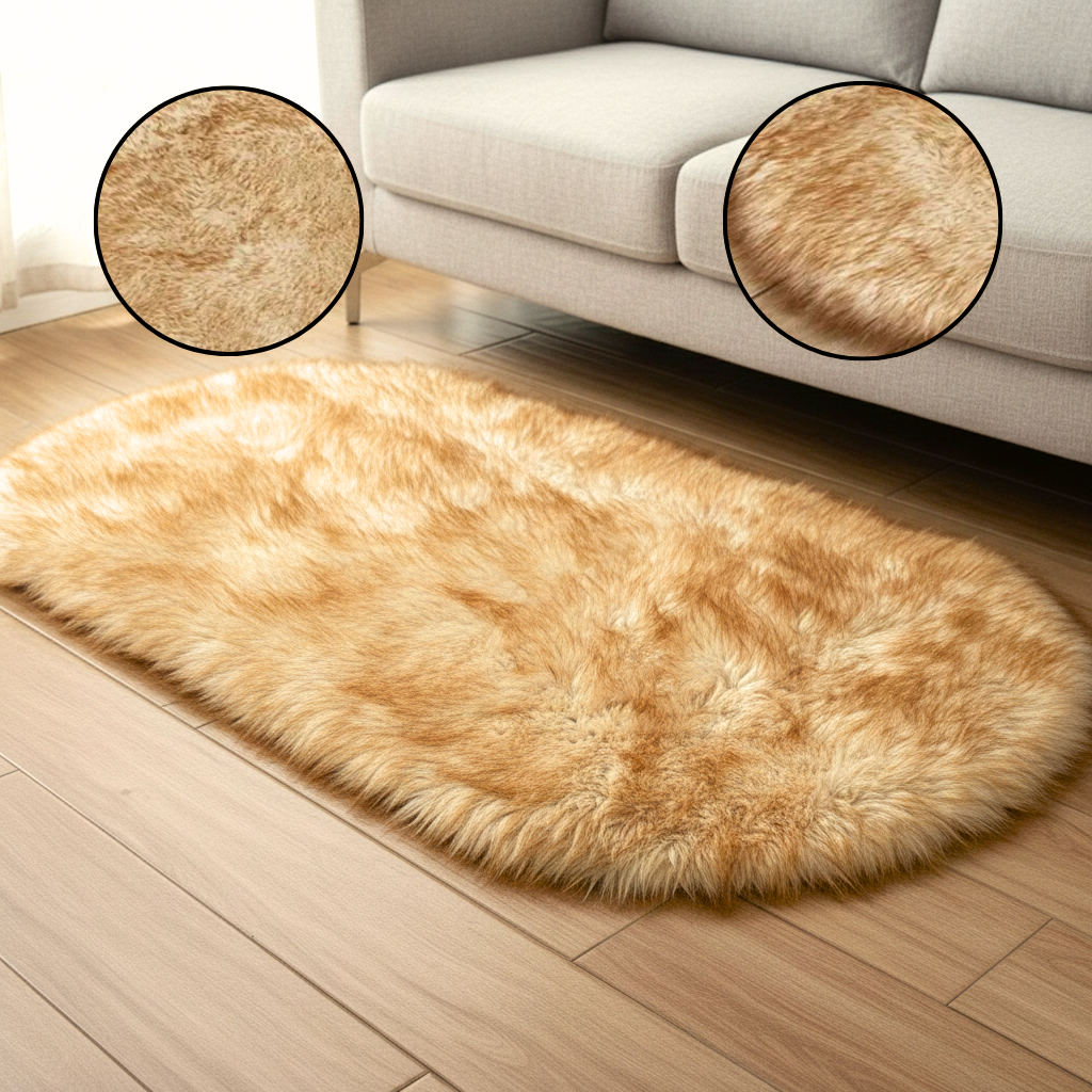 Super Soft Fluffy Faux Sheepskin Oval Area Rug – Plush Shaggy Bedside & Living Room Carpet | Trufairs