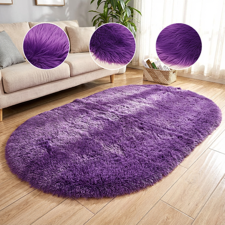 Plush Oval Faux Sheepskin Rug – Super Soft Cozy Accent | Bedroom Living Room Carpet | Trufairs