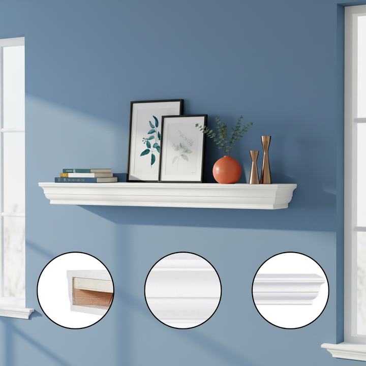 VEVOR Fireplace Mantel Wood Shelf Floating Living Room Mantel Shelf 72" White