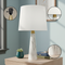 Enclave Hydro White Table Lamp with On/Off Switch Faux Marble Base Fabric Shade