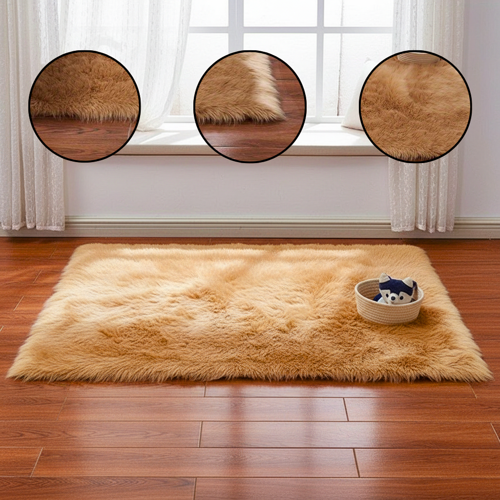Long Imitation Wool Plush Rug – Cozy Soft Accent Carpet | Bedroom & Living Room Decor | Trufairs