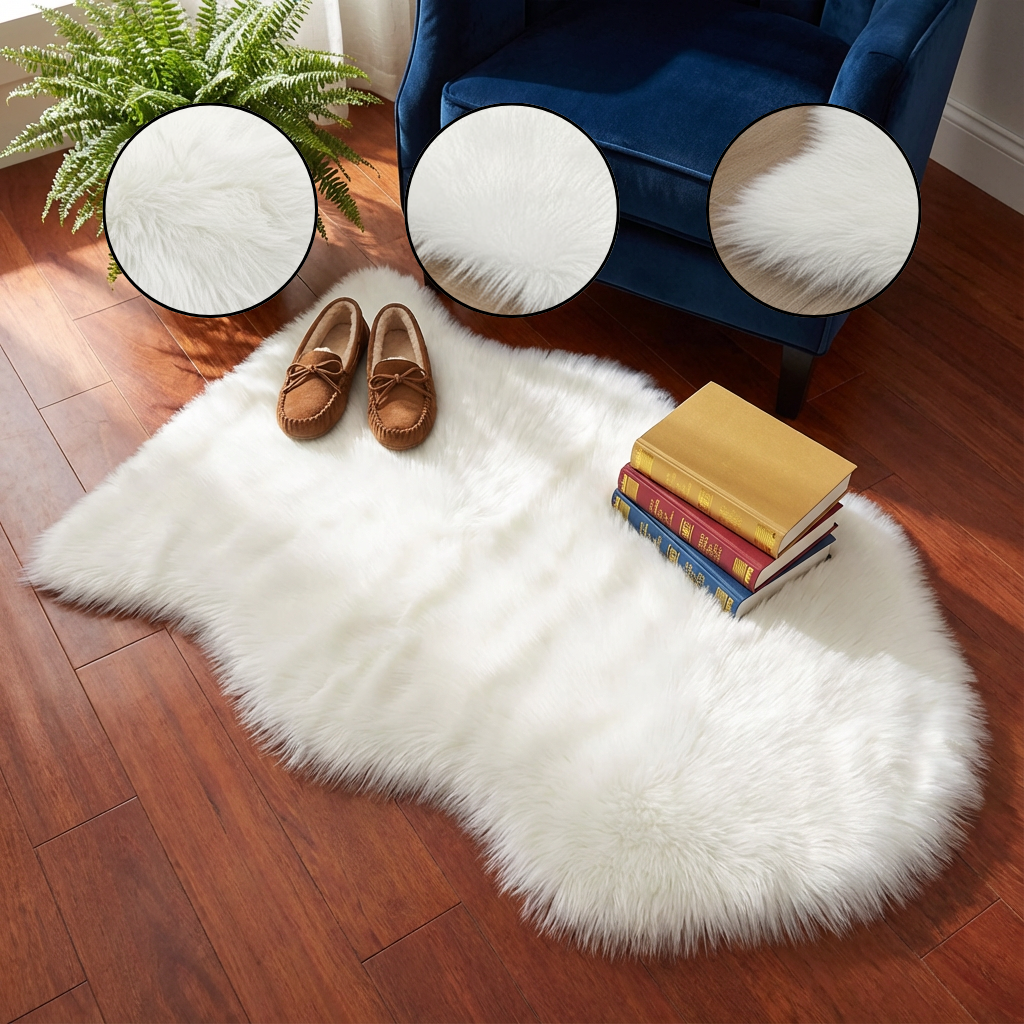 Long Fluffy Imitation Wool Rug – Premium Soft Accent Carpet | Bedroom Living Room Plush | Trufairs
