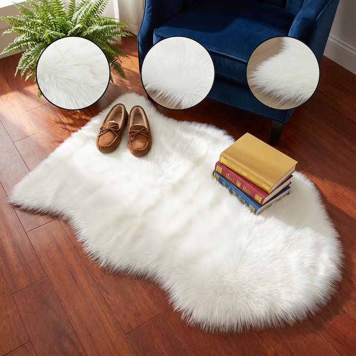 Long Fluffy Imitation Wool Rug – Premium Soft Accent Carpet | Bedroom Living Room Plush | Trufairs