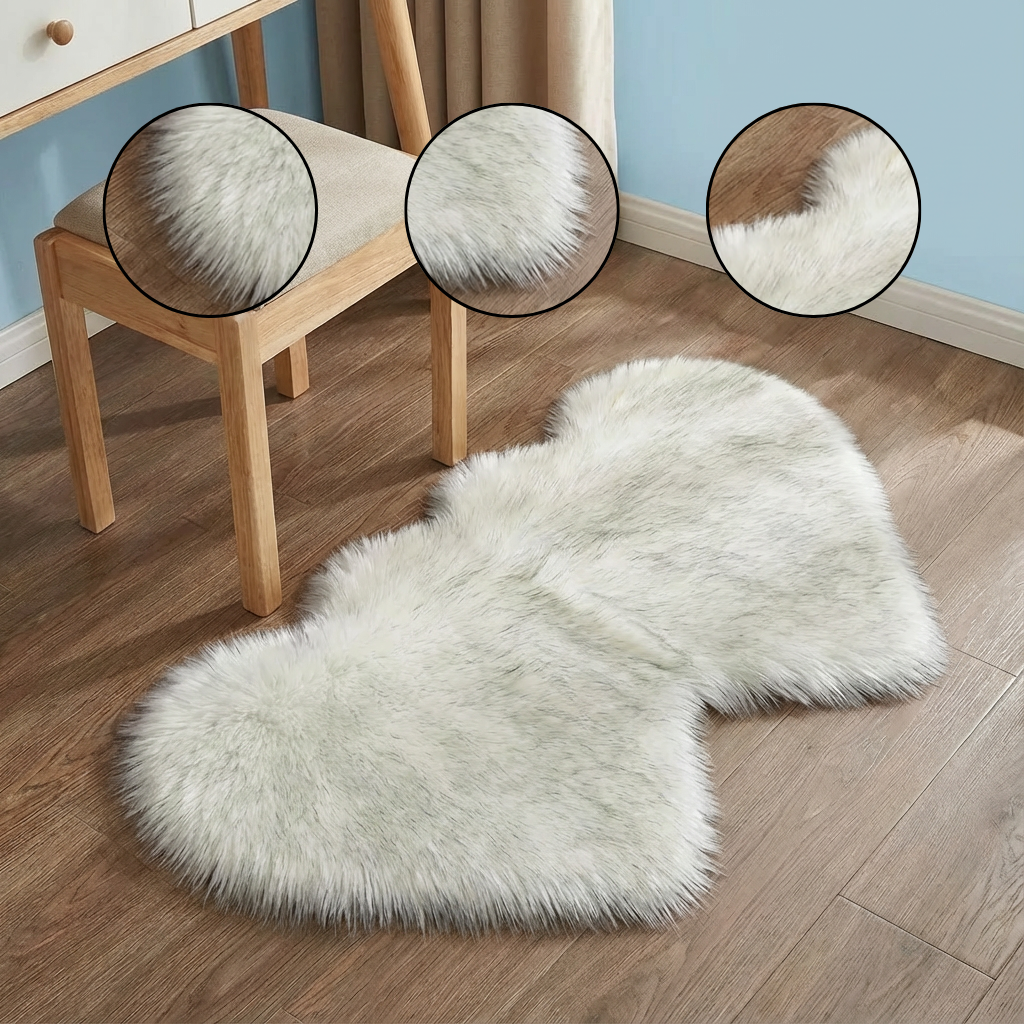 Heart-Shaped Faux Sheepskin Rug – Soft & Fluffy Decorative Rug for Girls Bedroom and Home Decor | Trufairs