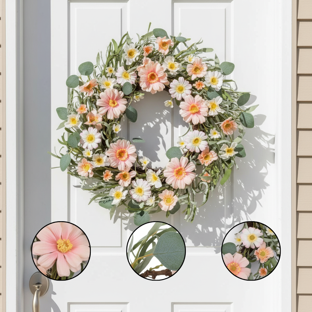 Spring Daisy Maple Wreath – Vibrant Bloom Accent | Indoor Decor | Trufairs