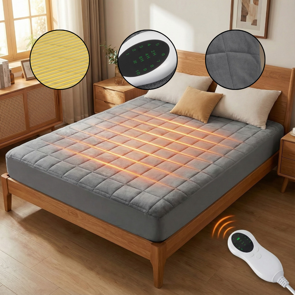 Coral Fleece Electric Heating Bed Cover with 10 Adjustable Heat Settings for Customized Warmth | Trufairs