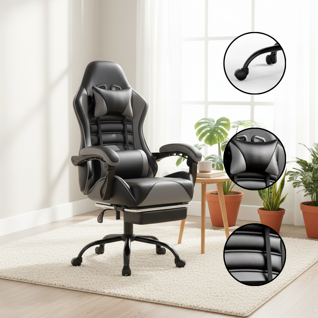Heavy-Duty Ergonomic Gaming Chair – Adjustable Leather Computer Chair for Adults & Heavy People | Office & Gaming Desk Chair | Trufairs