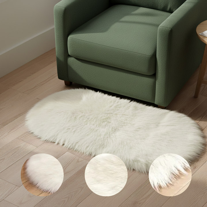 Super Soft Fluffy Faux Sheepskin Oval Area Rug – Plush Shaggy Bedside & Living Room Carpet | Trufairs