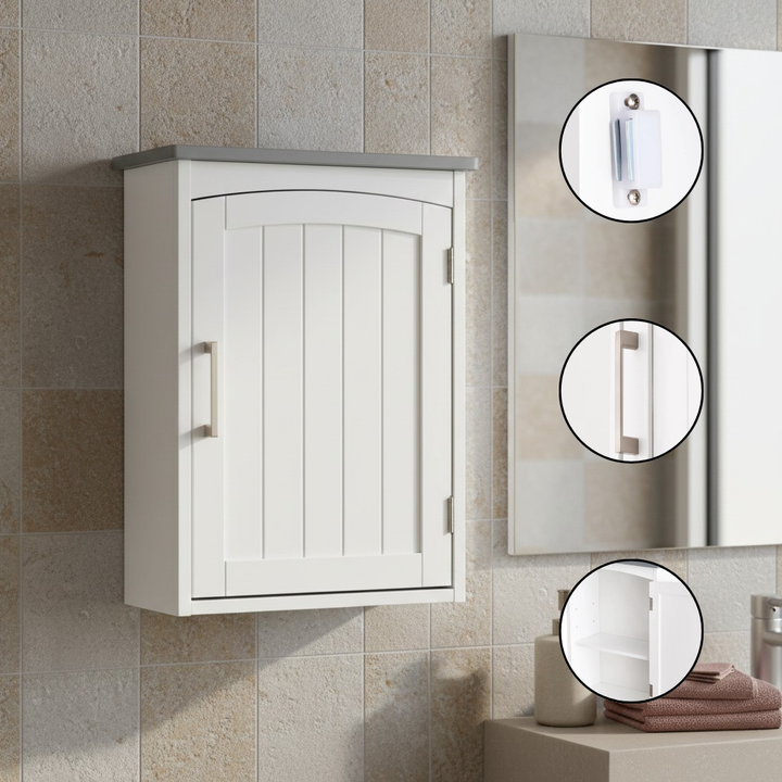 Space-Saving Bathroom Wall Cabinet with Adjustable Shelf – Small MDF Storage Organizer for Bathroom, Kitchen & Living Room | Trufairs