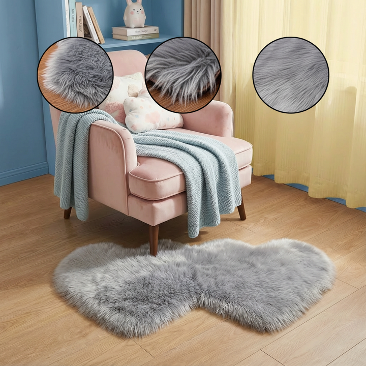 Heart-Shaped Faux Sheepskin Rug – Soft & Fluffy Decorative Rug for Girls Bedroom and Home Decor | Trufairs
