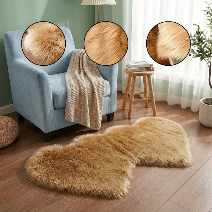 Heart-Shaped Faux Sheepskin Rug – Soft & Fluffy Decorative Rug for Girls Bedroom and Home Decor | Trufairs