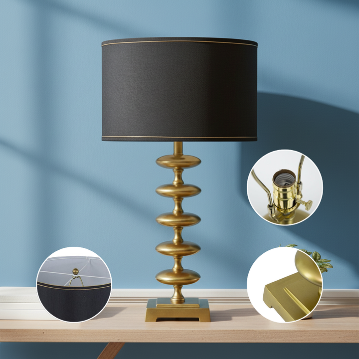 16x16x29.8" Gold and Black Table Lamp with Contemporary Disc Design