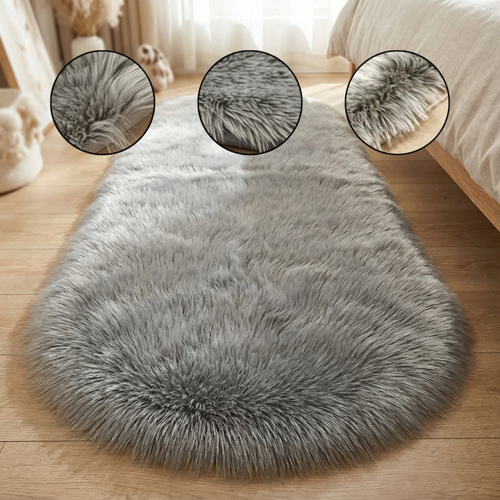 Plush Oval Faux Sheepskin Rug – Super Soft Cozy Accent | Bedroom Living Room Carpet | Trufairs