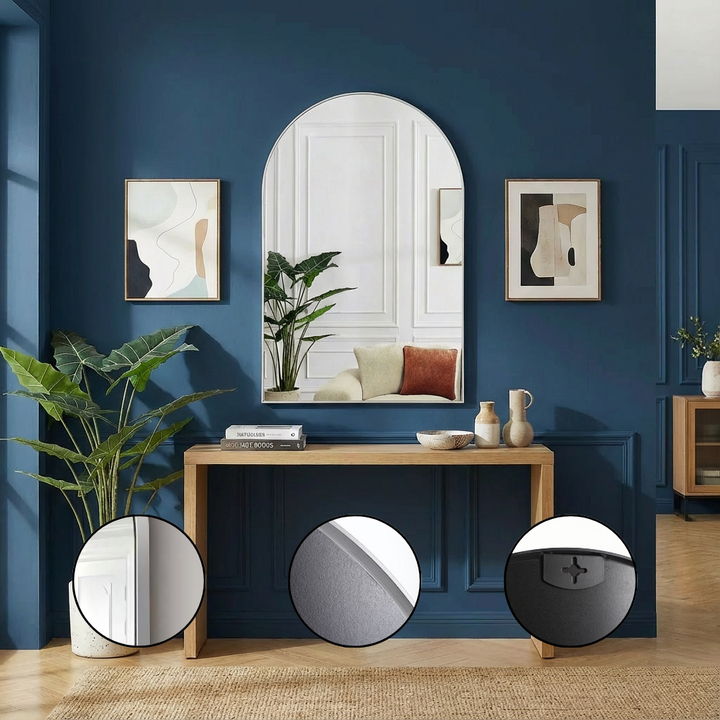 Arched Wall Mirror 24×36 Modern Metal Frame Wall Decor for Bedroom, Bathroom & Living Room | Trufairs