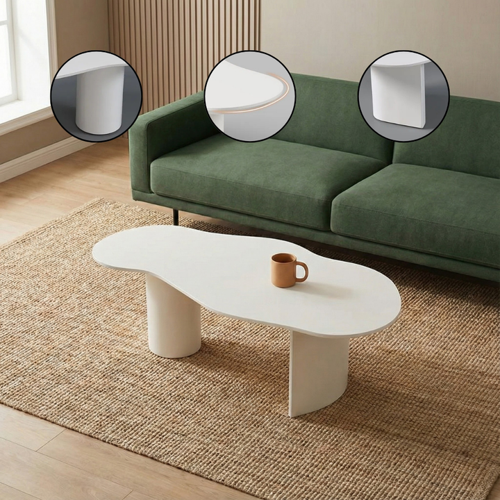 47″ Abstract Japandi Cloud Shaped Wood Coffee Table – Funky Modern Living Room Centerpiece | Trufairs