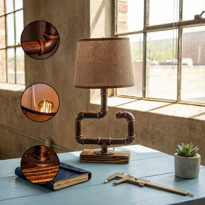 Whisper Steampunk Handmade Vintage Adjustable Pipe Lamp