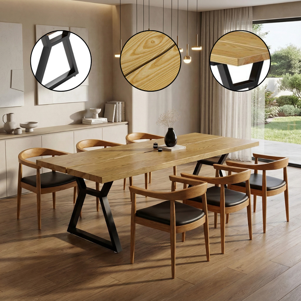 70.9" Industrial Modern Wood Dining Table Seats 6-8 People – Spacious Rustic Rectangular Design | Trufairs