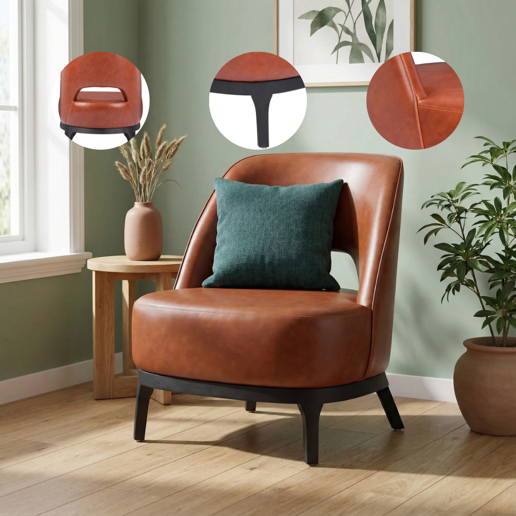 Mistley Accent Chair Brown – Plush Faux Leather Comfort | Accent Seating | Trufairs