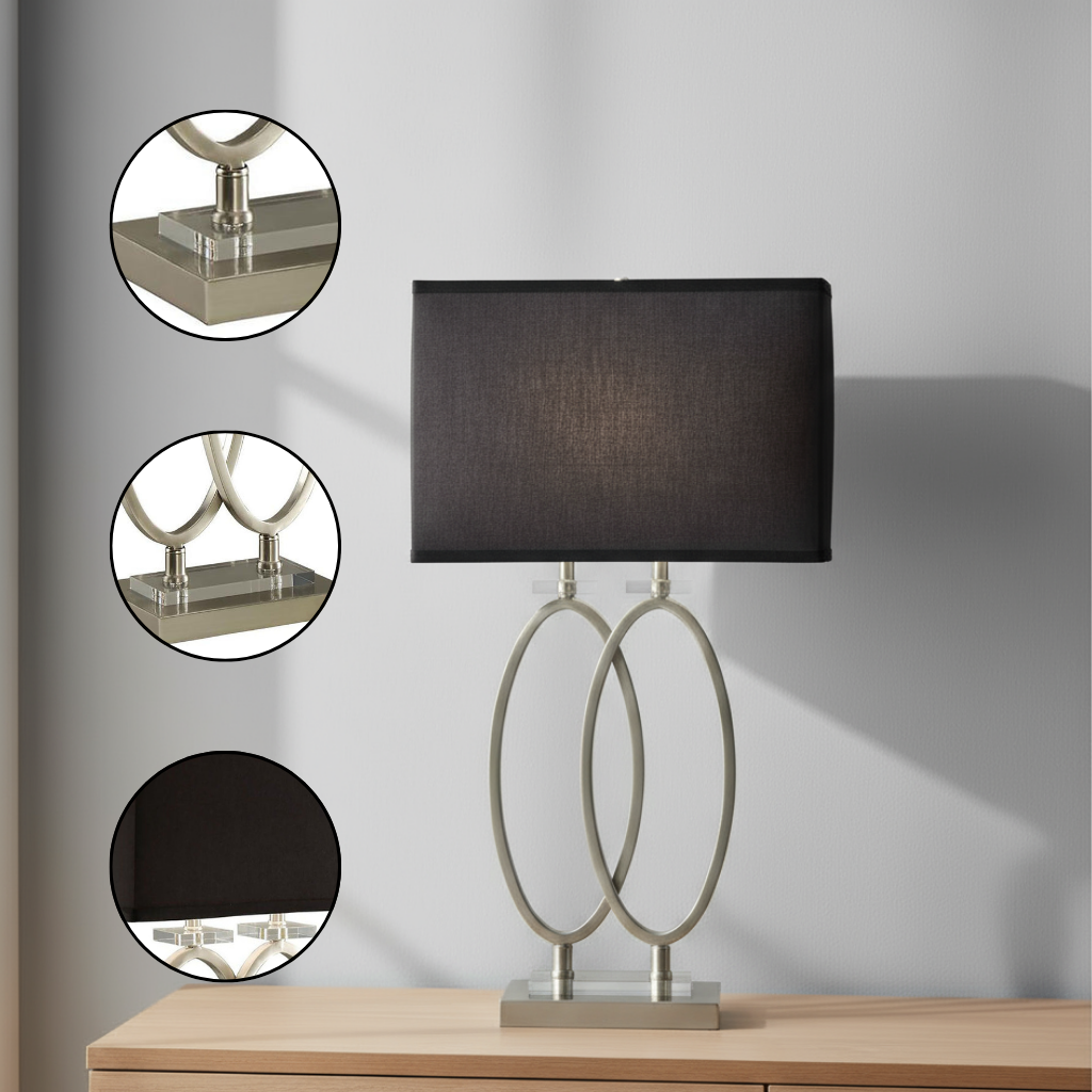 Brushed Nickel and Black Rectangular Shade Accent Lamp