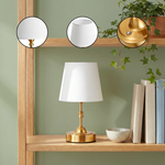 Cordless Table Lamp Rechargeable Battery Small Desk Lamp Fabric Shade Gold