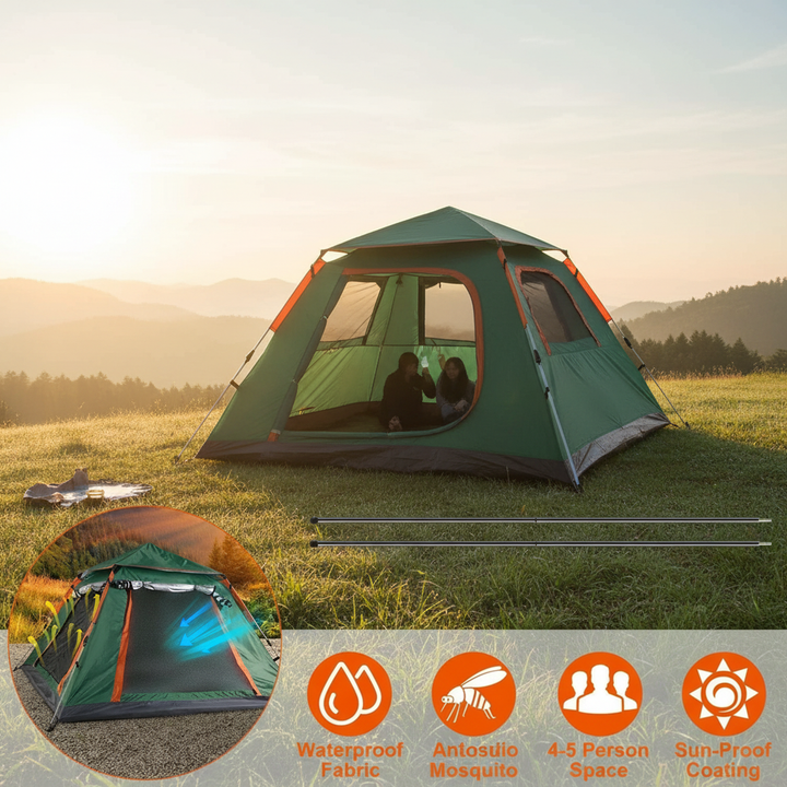 4-5 Person Pop Up Camping Tent with Instant Setup, Waterproof & Windproof | Trufairs