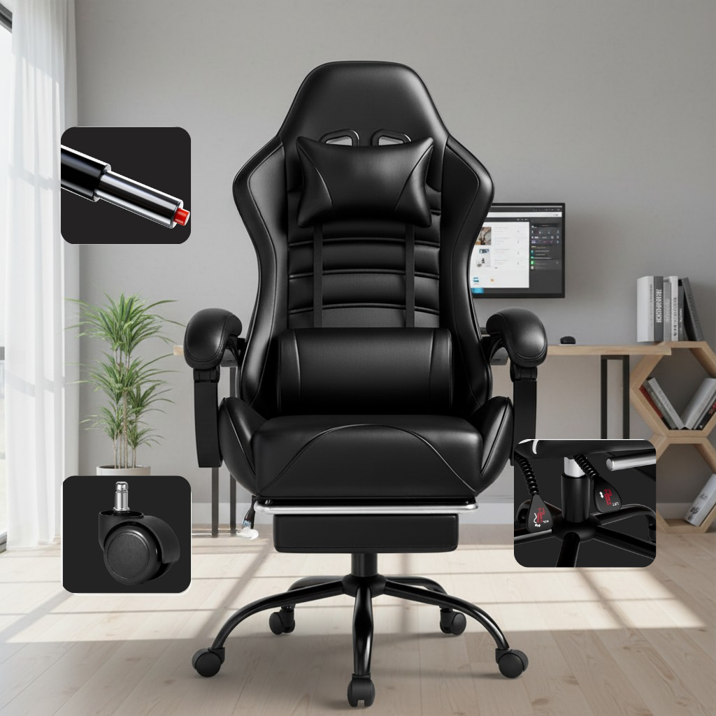Heavy-Duty Ergonomic Gaming Chair – Adjustable Leather Computer Chair for Adults & Heavy People | Office & Gaming Desk Chair | Trufairs