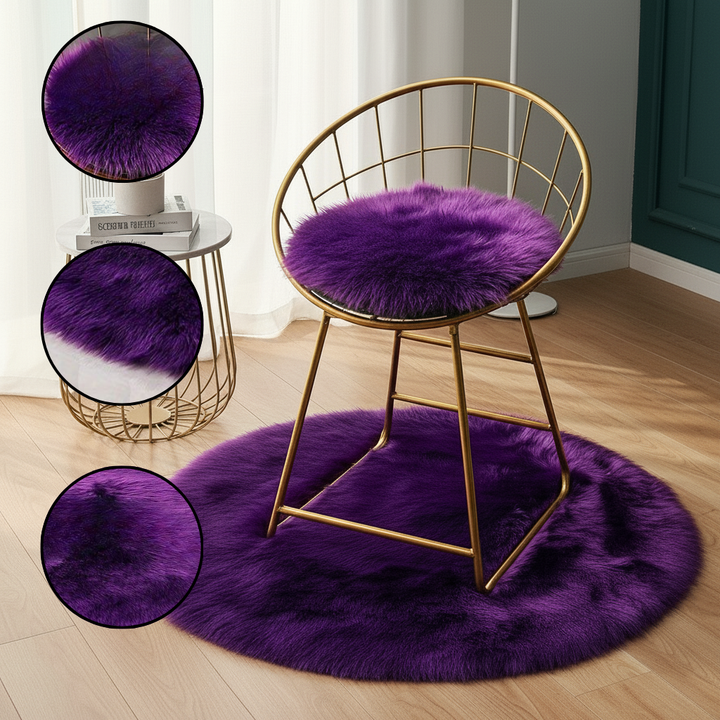 Round Faux Fur Sheepskin Rug – Ultra-Soft Plush Accent | Multipurpose Living Room & Decor | Trufairs