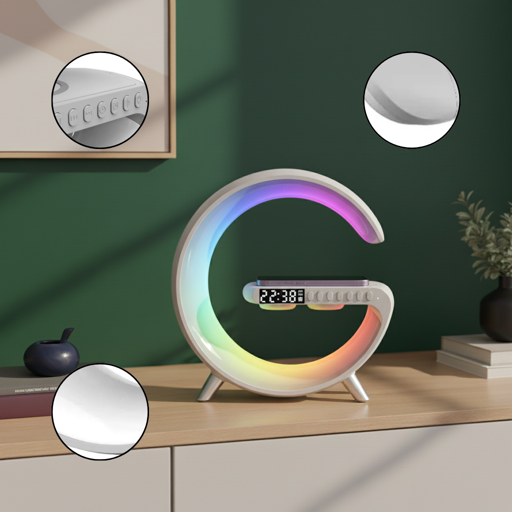 Mooncave Light Wireless Charger And Speaker With Clock