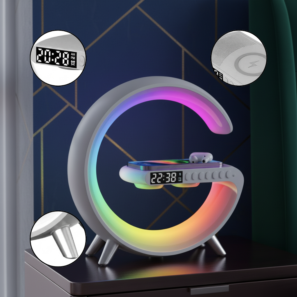 Mooncave Light Wireless Charger And Speaker With Clock