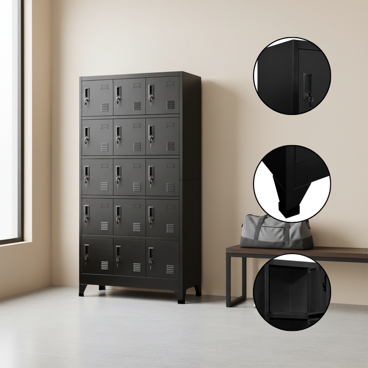 Locker Cabinet Black 35.4"x15.7"x70.9" Steel