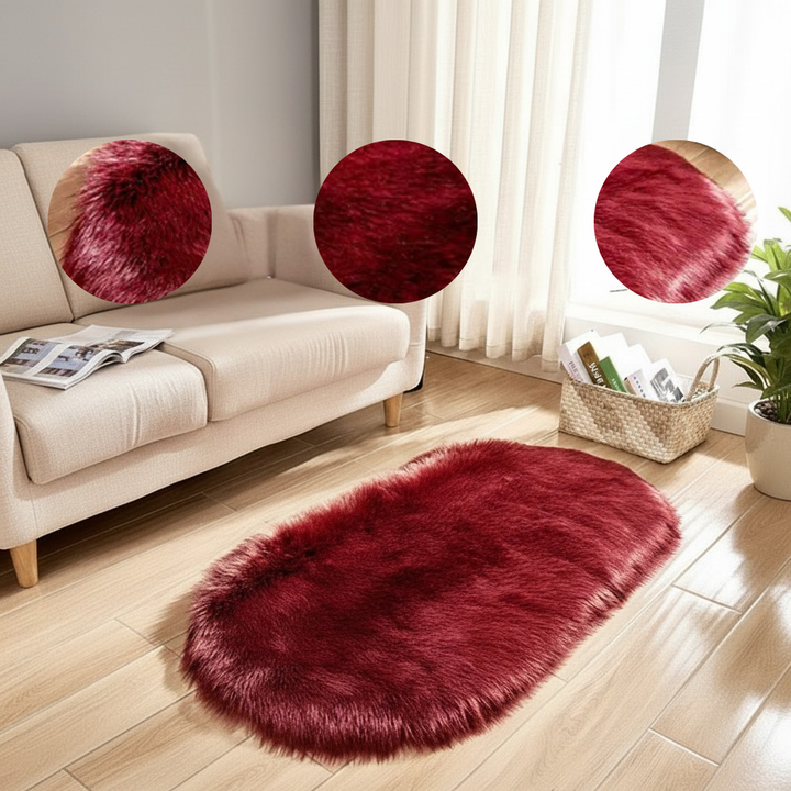 Super Soft Fluffy Faux Sheepskin Oval Area Rug – Plush Shaggy Bedside & Living Room Carpet | Trufairs