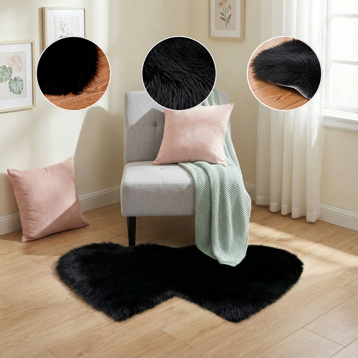 Heart-Shaped Faux Sheepskin Rug – Soft & Fluffy Decorative Rug for Girls Bedroom and Home Decor | Trufairs