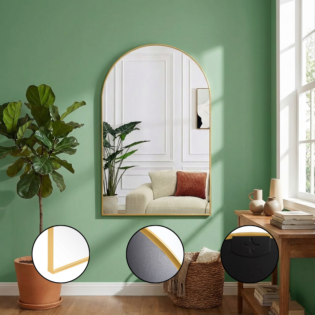 Arched Wall Mirror 24×36 Modern Metal Frame Wall Decor for Bedroom, Bathroom & Living Room | Trufairs