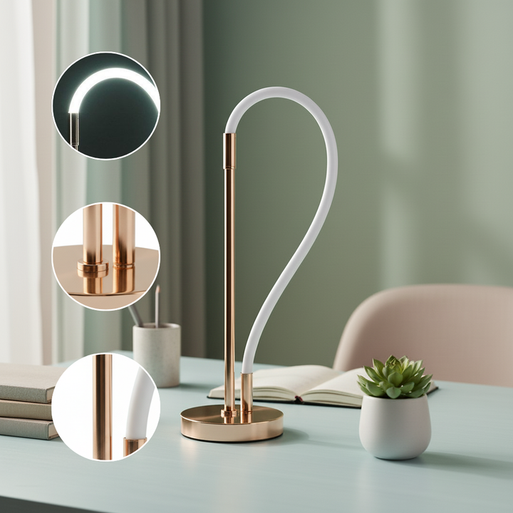 20.5" In Elastilight Led Tube W/ Magnetic End Contemporary Rose Gold Table Lamp