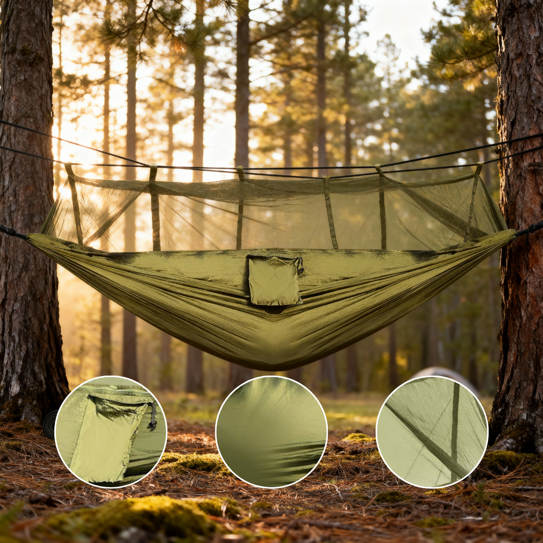 2-Person Camping Hammock with Mosquito Net – 600 lbs Load Parachute Nylon Portable Outdoor Hammock | Trufairs