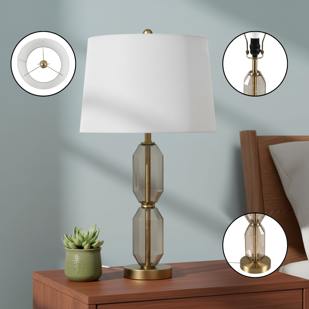Faceted Brown Glass Table Lamp