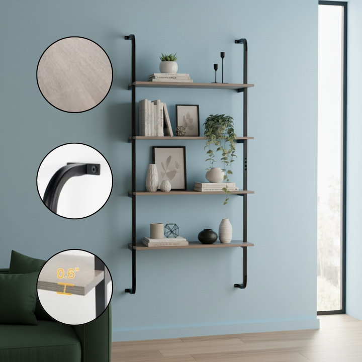 Industrial Style Shelving with Metal Frame for Living Room Kitchen