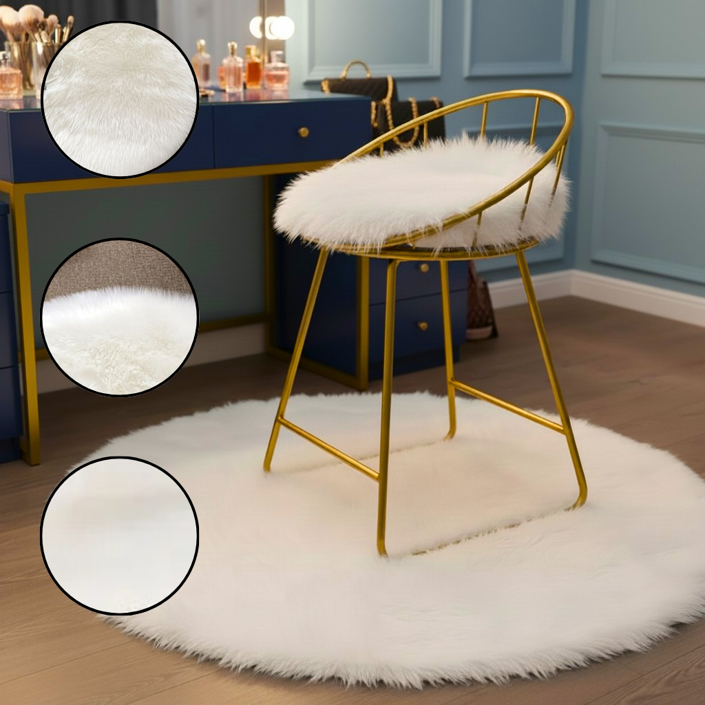 Round Faux Fur Sheepskin Rug – Ultra-Soft Plush Accent | Multipurpose Living Room & Decor | Trufairs